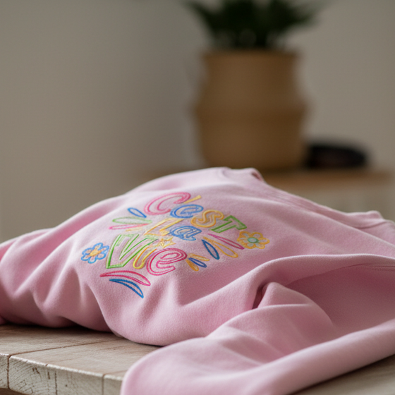 C'est la vie - Funny Gift, Embroidered Sweatshirt
