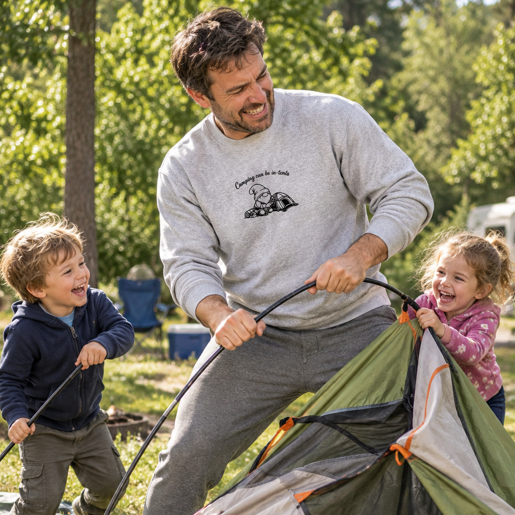 Camping can be in-tents - Funny Cabin Life Gift, Embroidered Sweatshirt