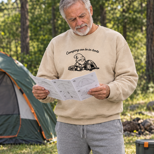 Camping can be in-tents - Funny Cabin Life Gift, Embroidered Sweatshirt