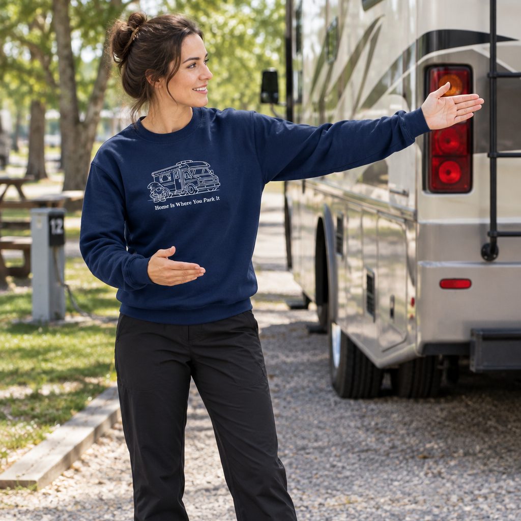 Home Is Where You Park It - Embroidered Sweatshirt, RV, Campervan and Motorhome Gift