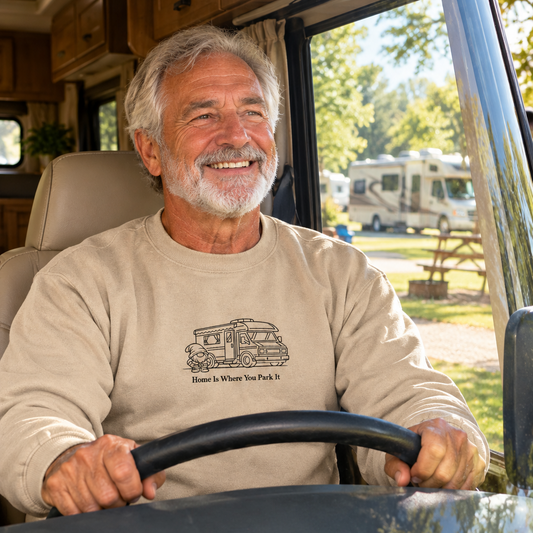Home Is Where You Park It - Embroidered Sweatshirt, RV, Campervan and Motorhome Gift
